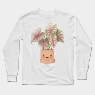 Cute Plant Illustration,Caladium Summer Breeze Illustration Long Sleeve T-Shirt